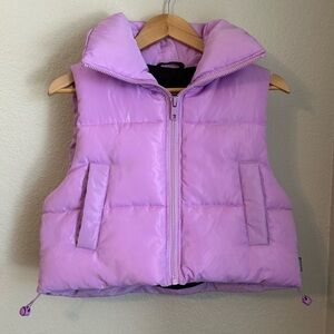 NWT, Apparis Women’s Shaun Cropped Puffer Vest W/ Hidden Hood in Lilac, X-Small